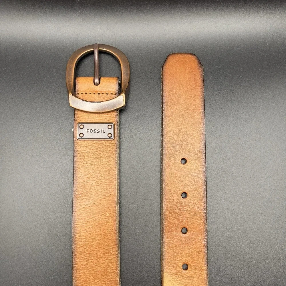 FOSSIL Brown Leather Belt Women's Western 182079 ~ Size M 41